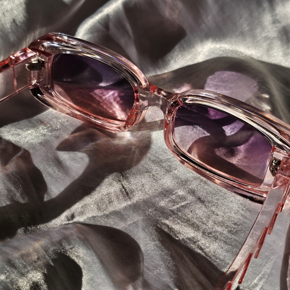 Y2K Pink Rectangle Sunglasses - Picture 4 of 8